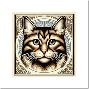 cat portrait t-shirt Posters and Art